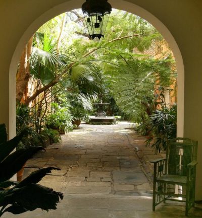 arch with palm trees